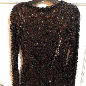 French Connection long sleeve black sequin top